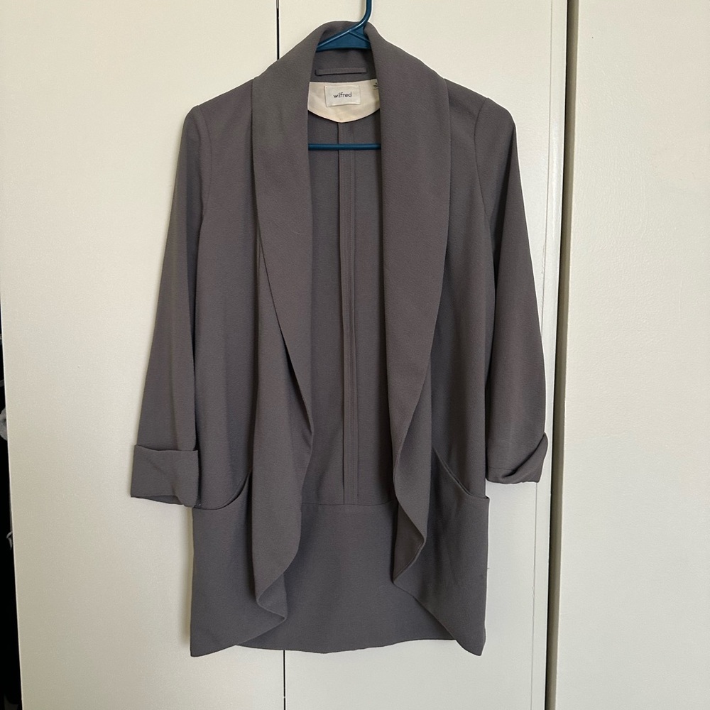 Aritzia Wilfred Slate Gray Draped Blazer